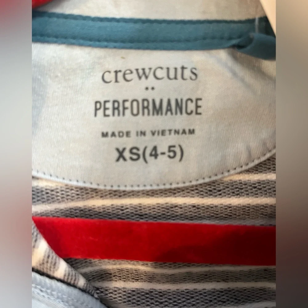 Crew Cuts Performance Striped Kids Long Sleeve Shirt Biys Size 4/5 NWT